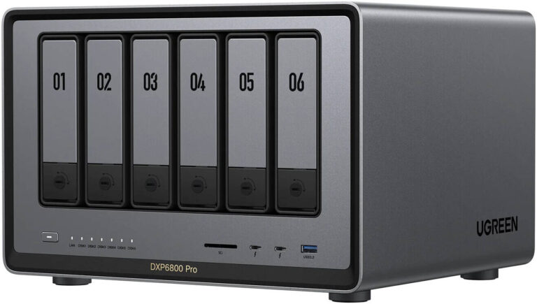 UGREEN NASync DXP6800 Pro 6-Bay Desktop NAS, Intel i5 1235U CPU, 128GB Flash Memory, 2 M.2 SSD Drive Slots, 2x 10GbE LAN Ports, 196TB Massive Data Storage | DXP6800 Pro