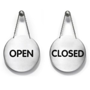 Durable PICTO Reversible OPEN/CLOSED Sign, Stainless Steel, 130 mm