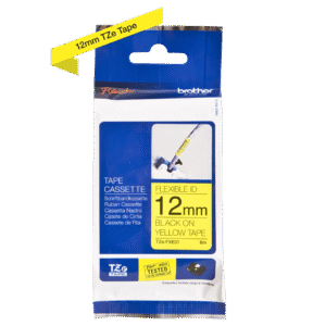 Brother TZe-FX631 12mm Flexible Black on Yellow TZe tape for P-touch Label Printers