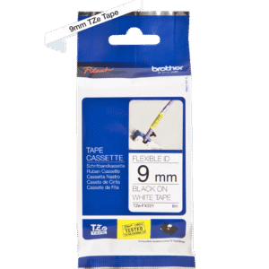 Brother TZe-FX221 9mm Black on White Flexible TZe tape for P-touch Label Printers