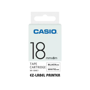 Casio XR-18WE1 18mm Black on White Label Tape