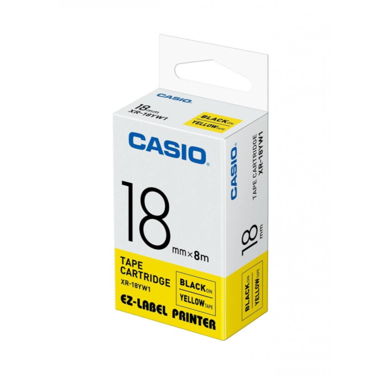 Casio XR-18YW 18mm Black on Yellow Label Tape