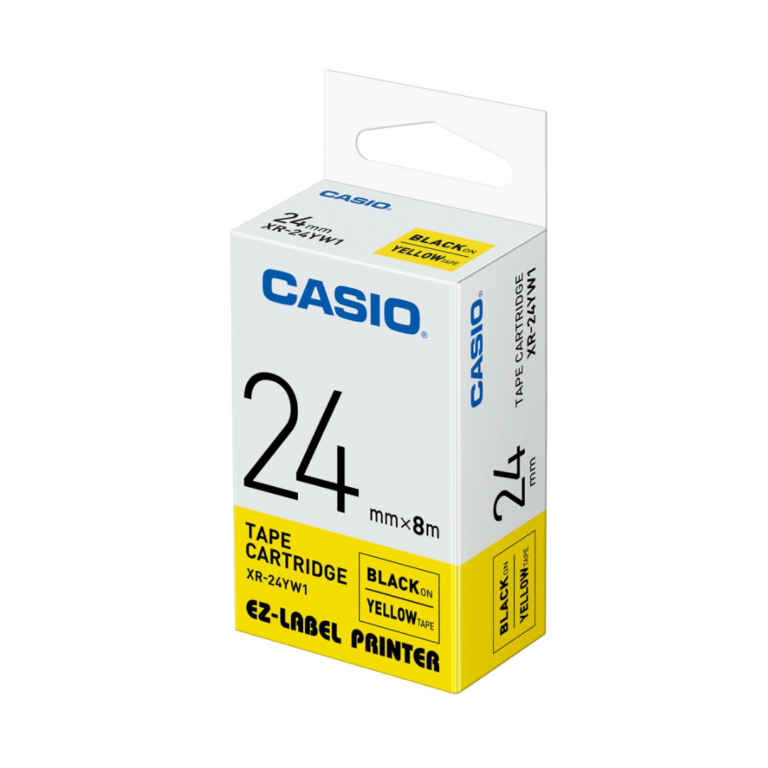 Casio XR-24YW 24mm Black on Yellow Label Tape