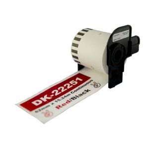 Generic Compatible DK-22251 Continuous Paper Label Roll 62mm x 15.24m – Black/Red on White