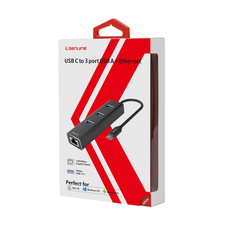 Genuine USB C to 3*USB A + RJ45 Adapter GN-DC34A