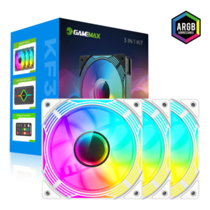 GameMax KF300-WH ARGB Case Fans with ARGB Hub