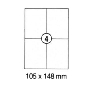 xel-lent 4 labels-sheet, straight corner, 105 x 148 mm, 100sheets-pack