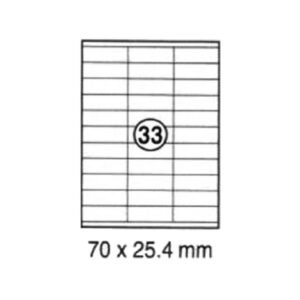 xel-lent 33 labels-sheet, straight corners, 70 x 25.4 mm, 100sheets-pack