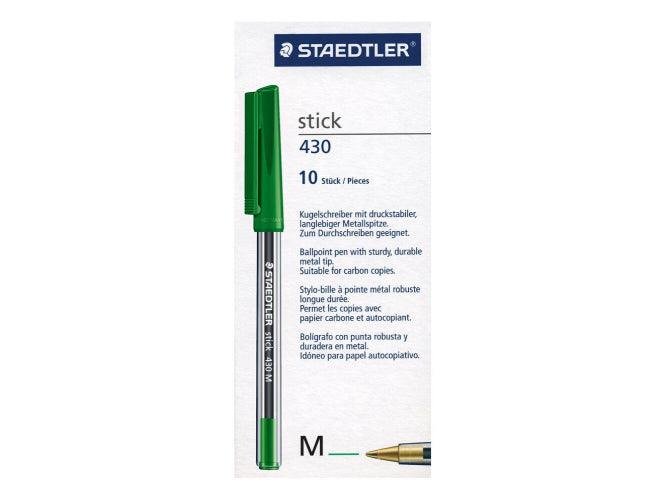 Staedtler Stick 430 Ballpoint Pen Medium, 10/box, Green - Image 2