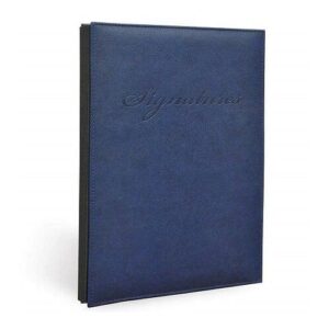 FIS Signature Book, Italian PU Material Cover without Window, 18 Sheets with Gift Box, Blue Color, 240 x 340 mm (FSCL18-PU)