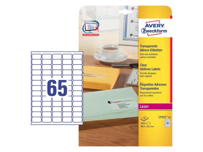 Avery L-7551 Clear Mailing Label, 25sheets/pack