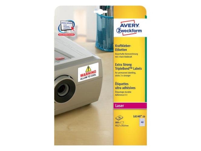 Avery L6140-20 Extra-Strong Adhesive TripleBond Labels, 40 Labels Per A4 Sheet - Image 4