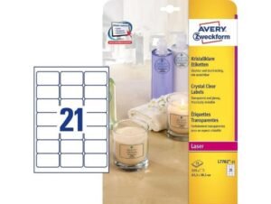 Avery Crystal Clear Labels, 63.5 x 38.1 mm, (Pack of 25) 525 Labels
