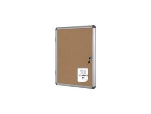 Bi-Office Lockable Cork Notice Board, 67cm x 50cm Indoor Cork with Door