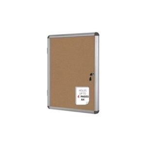 Bi-Office Lockable Cork Notice Board, 67cm x 50cm Indoor Cork with Door