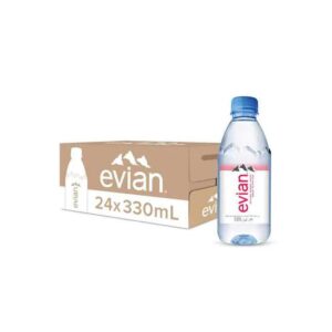 Evian Natural Mineral Water 330ml, PET Bottle, Case of 24