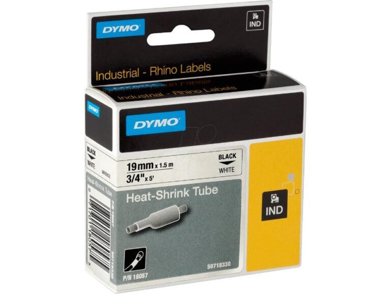 Dymo 18057 Heat Shrink Tube, 19mm, Black On White