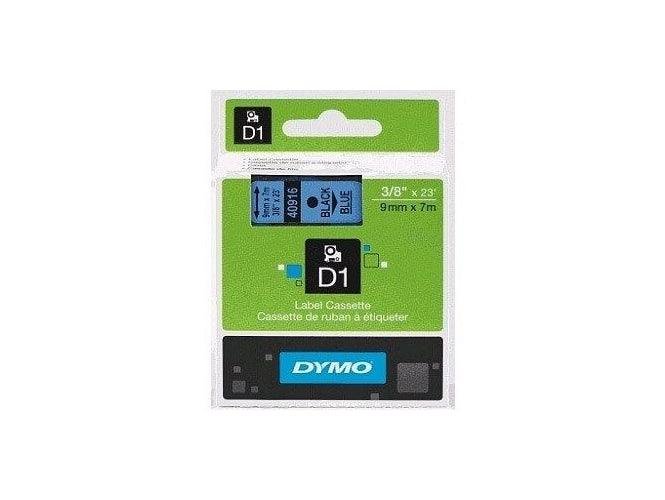 Dymo 40916, D1 Tape,9mm x 7m, Black on Blue