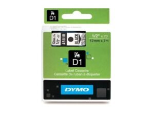 Dymo 45010, D1 Tape,12mm x 7m, Black on Transparent