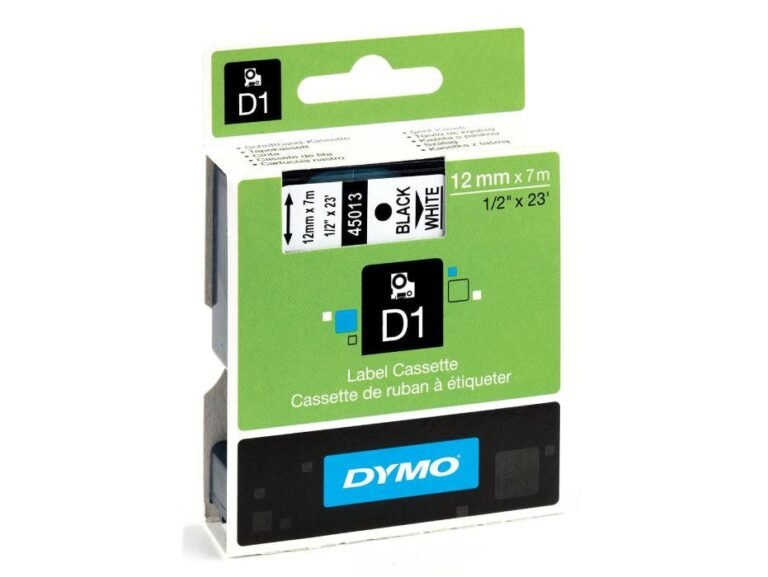 Dymo 45013, D1 Tape,12mm x 7m, Black on white