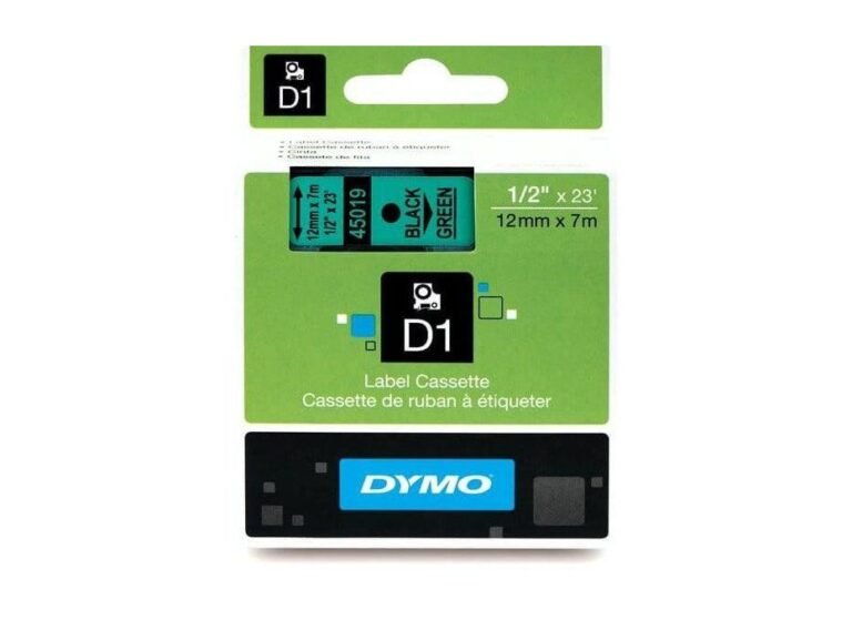 Dymo 45019, D1 Tape,12mm x 7m, Black on Green