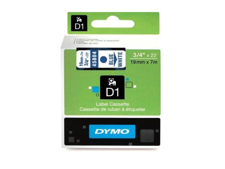 Dymo 45804, D1 Tape,19mm x 7m, Blue on White