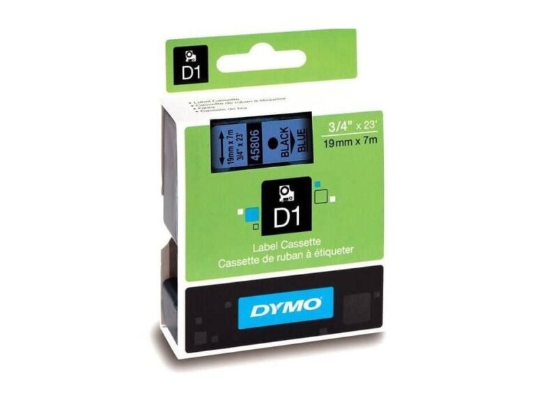 Dymo 45806, D1 Tape,19mm x 7m, Black on Blue