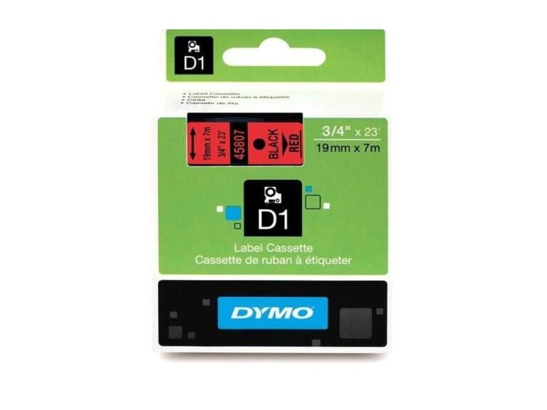 Dymo 45807, D1 Tape,19mm x 7m, Black on Red
