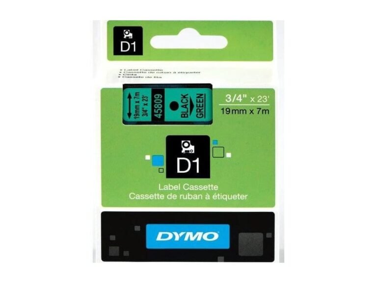 Dymo 45809, D1 Tape,19mm x 7m, Black on Green