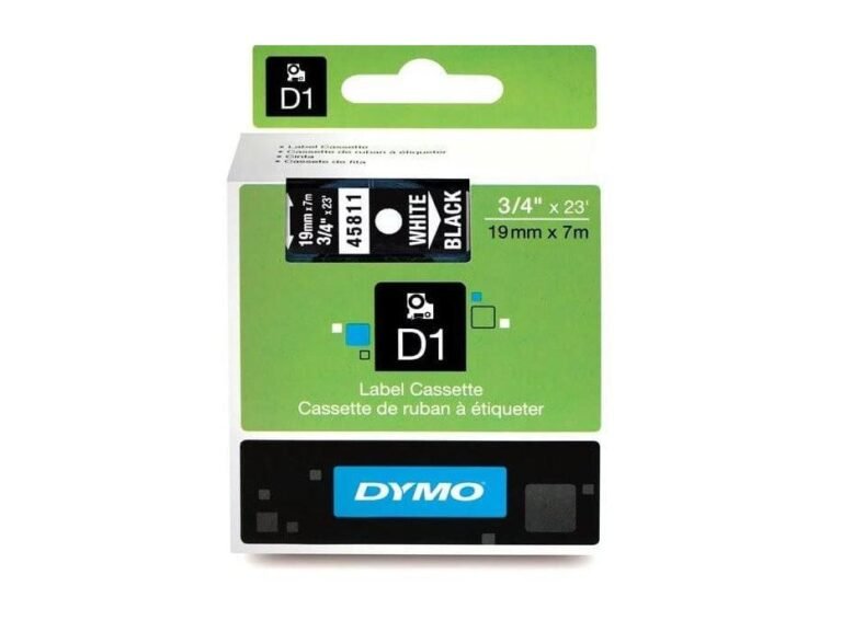 Dymo 45811, D1 Tape,19mm x 7m, White on Black