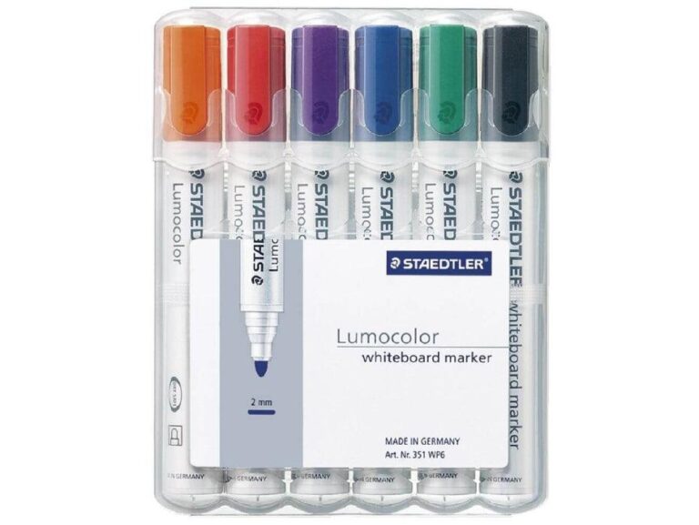 Staedtler 351 Bullet Tip White Board marker, Assorted (Pack of 6)