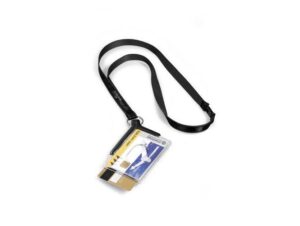 Durable Crystal-Clear Acrylic Security Pass Holder with Textile Necklace, 10/pack