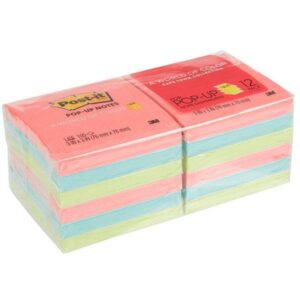 3M Post-it R-330-12AN Pop-up Notes Refill Neon Colors, 3 in x 3 in, 12 Pads/Pack