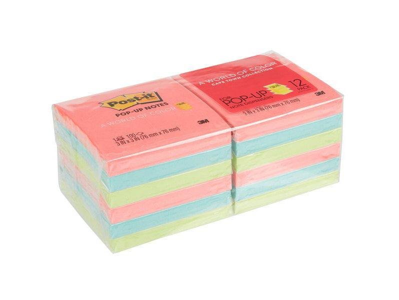 3M Post-it R-330-12AN Pop-up Notes Refill Neon Colors, 3 in x 3 in, 12 Pads/Pack - Image 1