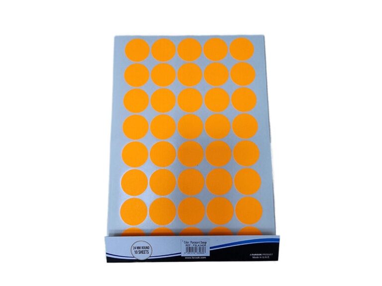 FIS Colour Round Labels, 24mm, Fluorescent Orange, 400 labels-pack (FSLA24OR)