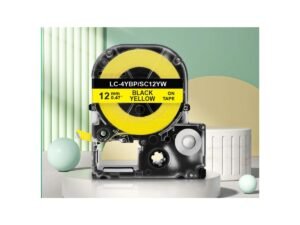 Epson LC-4YBP Label Tape, Color Black on Yellow, Size 12mm