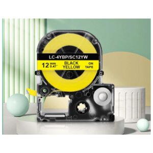 Epson LC-4YBP Label Tape, Color Black on Yellow, Size 12mm