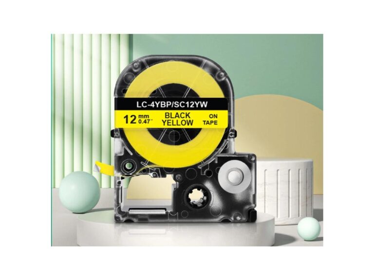 Epson LC-4YBP Label Tape, Color Black on Yellow, Size 12mm