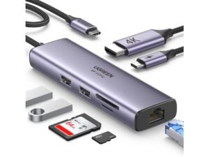 UGREEN 7-in-1 USB C Hub 4K@60Hz Type C to HDMI Dongle with Gigabit Ethernet, USB 3.0 Ports, 100W Power