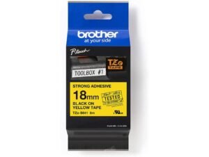 Brother P-touch 18mm TZ-S641 Strong Adhesive Tape, Black on Yellow