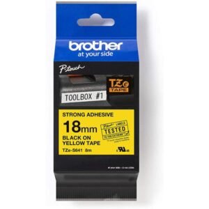 Brother P-touch 18mm TZ-S641 Strong Adhesive Tape, Black on Yellow