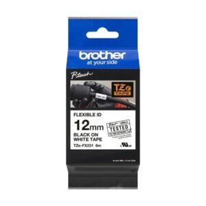 Brother P-Touch TZ-FX231 Laminated Flexible Tape Black on White 12mm x 8m