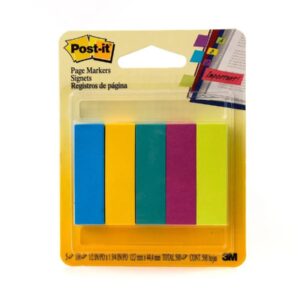 3M Post-It Page Markers Ultra Colors 670-5AU, 5 Pads/Pack, 100 Sheets/Pad