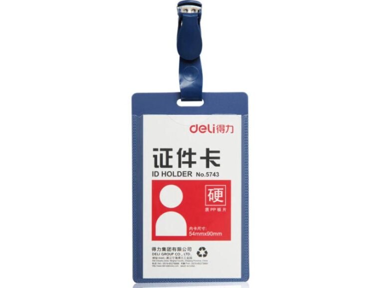 Deli PVC Upright ID Pass Holder with Clip, 50pcs/box [E5743]