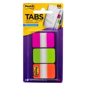3M Post-it Durable Index Tabs Pink/Green/Orange, 686-PGO, 22tabs/col