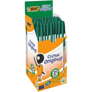 BIC Cristal Medium Ball Point Pen – 1.0mm, Green (Pack of 50)