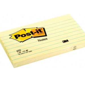 3M Post-It Notes Lined Canary Yellow 635 3inx5in
