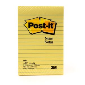 3M Post-It Notes Lined Canary Yellow 660 4inx6in
