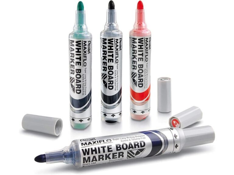 Pentel MWL5M Maxiflo Medium Bullet Tip Whiteboard Marker, Assorted (Pack of 4)