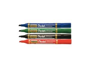 Pentel N860 Chisel Tip Permanent Marker, Assorted (Pack of 4)
